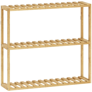 Étagère salle de bain bois bambou verni 3 niveaux réglables étagères à lattes dim. 43 x 31 x 80 cm