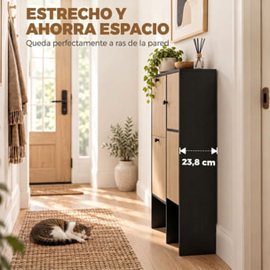 HOMCOM Zapatero Estrecho con 2 Cajones Abatibles, Armario, Taburete Oculto, Mueble Zapatero Moderno con Estantes Ajustables, para 8-10 Pares de Zapatos, para Pasillos, Entradas, 100x23,8x100 cm, Roble