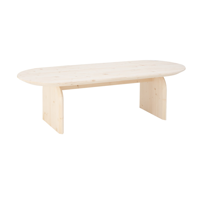 Table basse ovale en bois massif ton naturel en différentes tailles