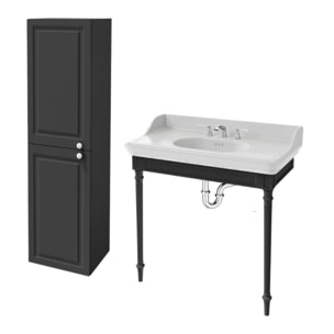 Console Cléo 1889 avec plan vasque 3 trous + colonne gauche + mélangeur poignée lavabo chromé + siphon chromé