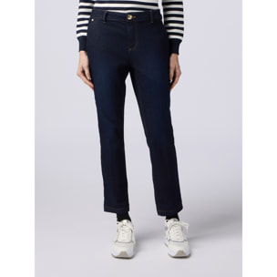Oltre - Vaqueros chinos en denim desgastado - Azul