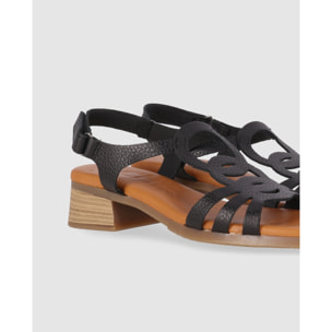Sandalias de Piel - Negro - Tacón: 3 cm