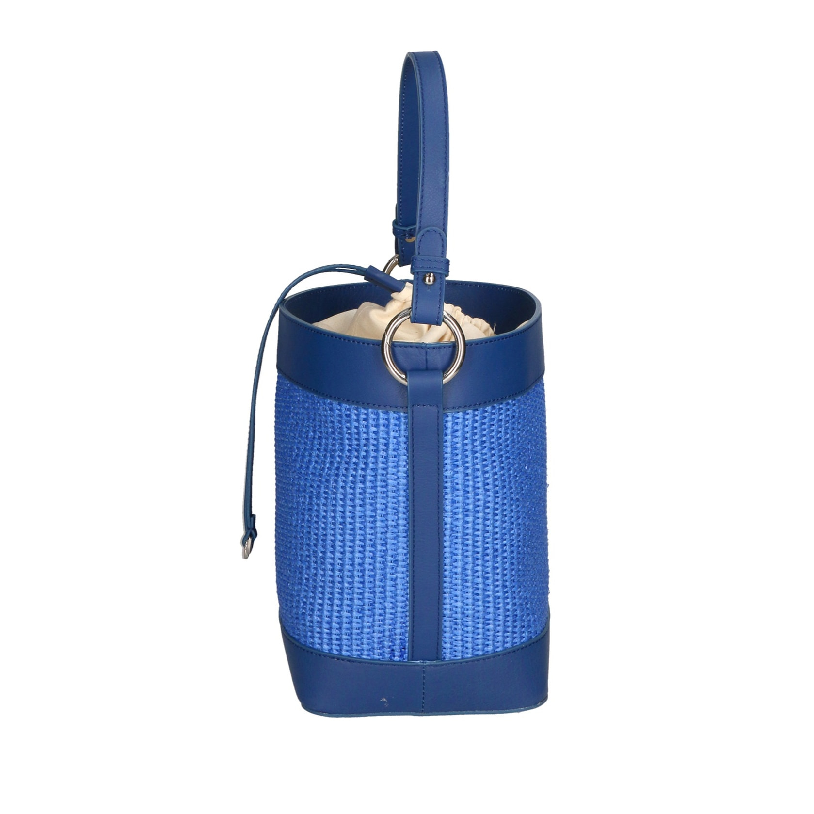 Borsa a secchiello da donna - Modello False - Misto pelle e tessuto - 24.0 x 18.0 x 15.0 cm