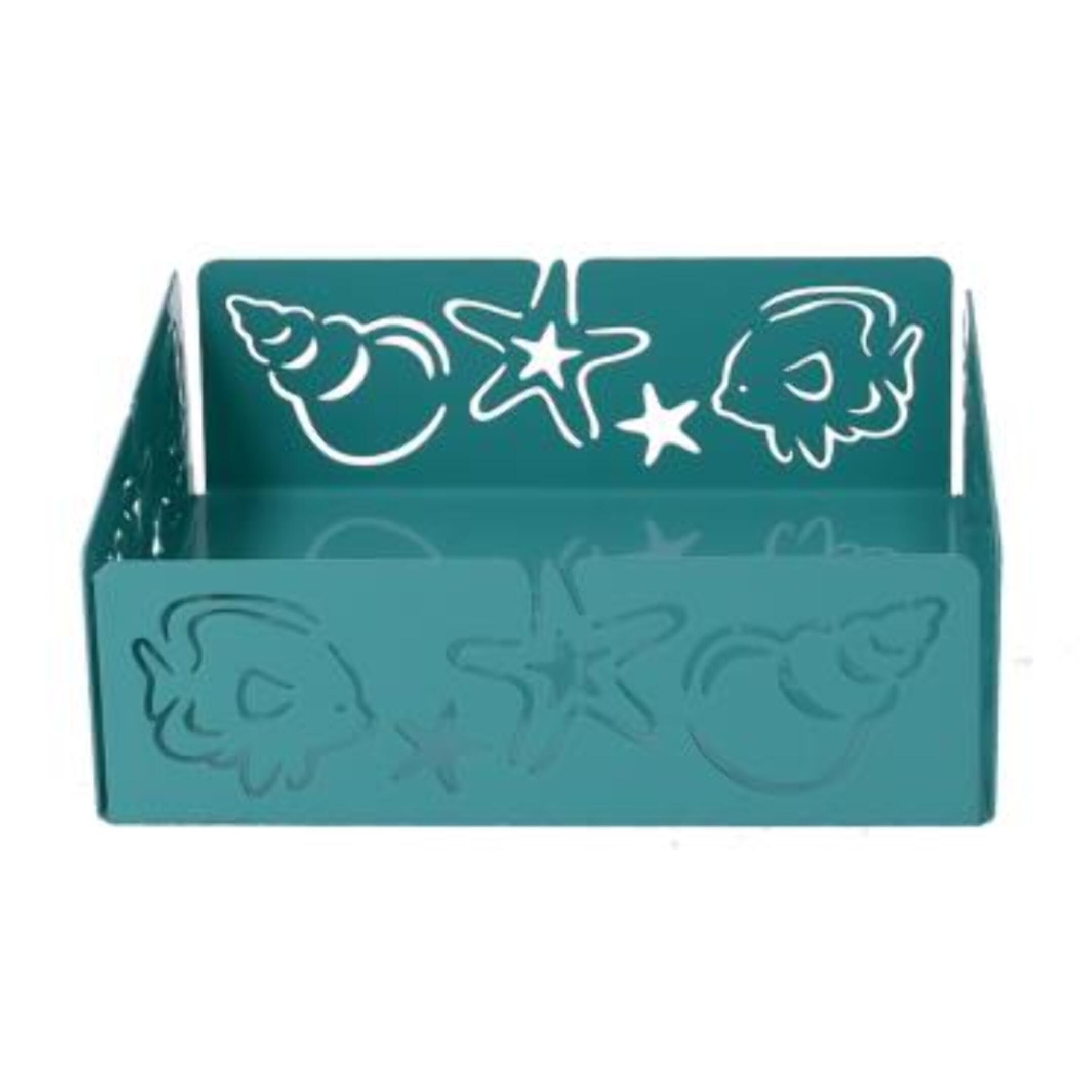 Portatovaglioli in metallo mare verde acqua quadrato cm16,5x16,5x5,5