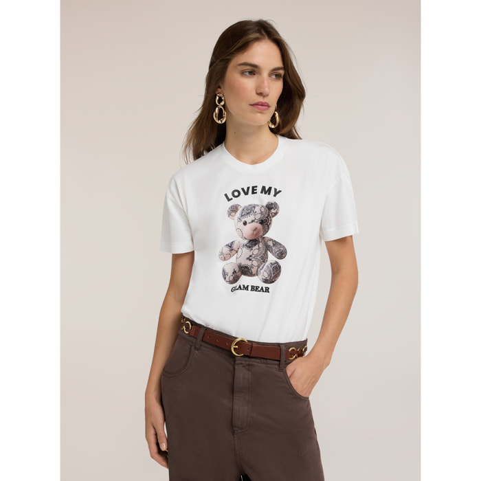 Motivi - T-shirt con stampa - Bianco