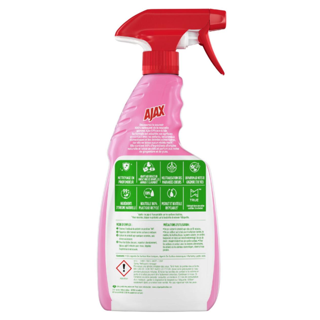 Pack de 12 - Nettoyant ménager spray Ajax efficace & sur - 500 ml