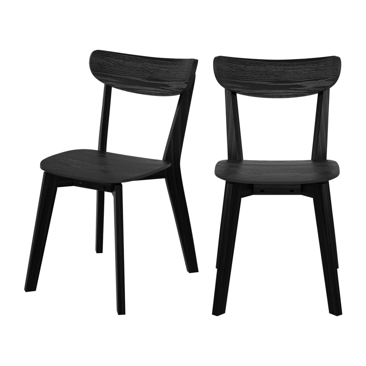 Lot de 2 chaises en bois d'hévéa noir - Tabata
