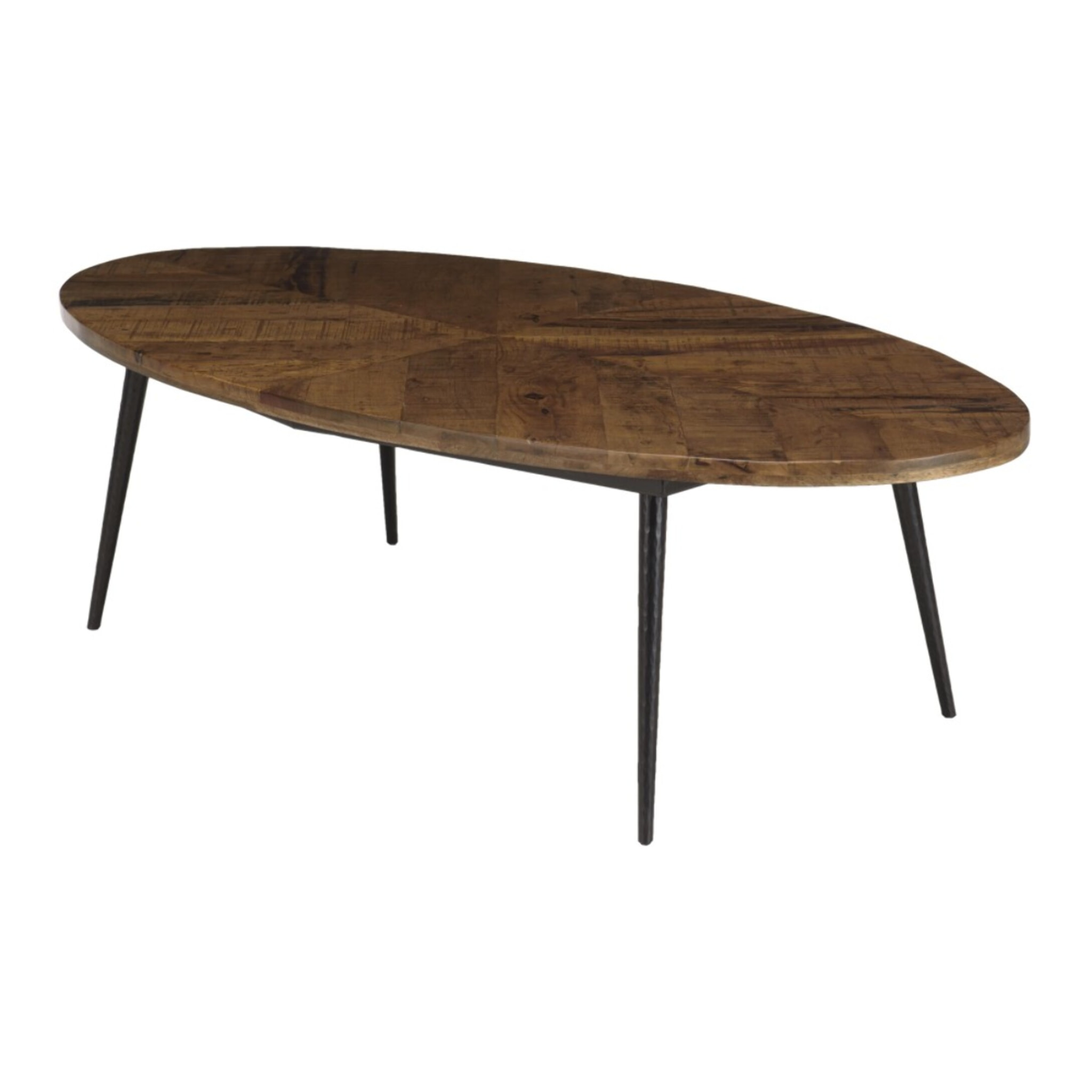 KIARA - Table basse ovale 135x70cm plateau chevrons