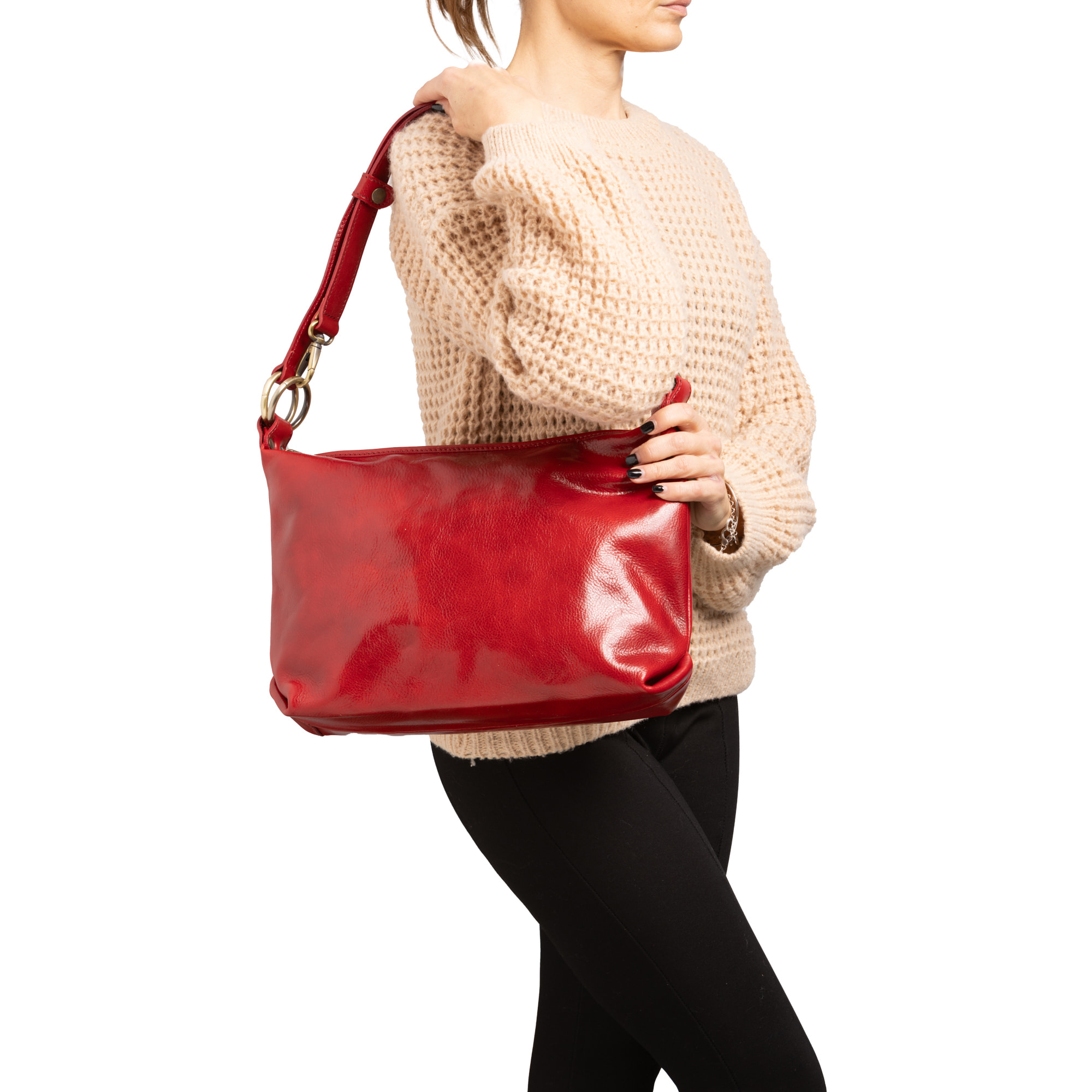 Borsa a spalla  da donna In Vera pelle Made in Italy 38x23x10 cm