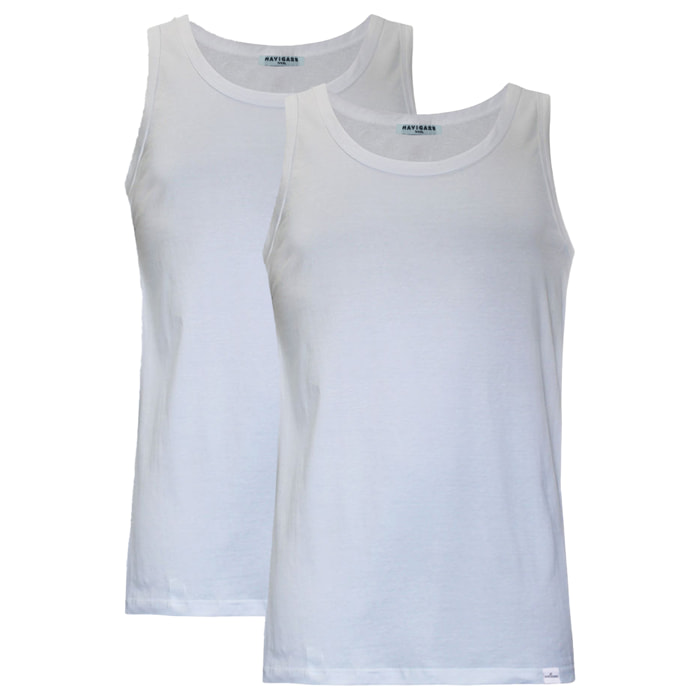 Canotta in 100% Cotone Navigare Art.811 Conf. 2 pz Bianco