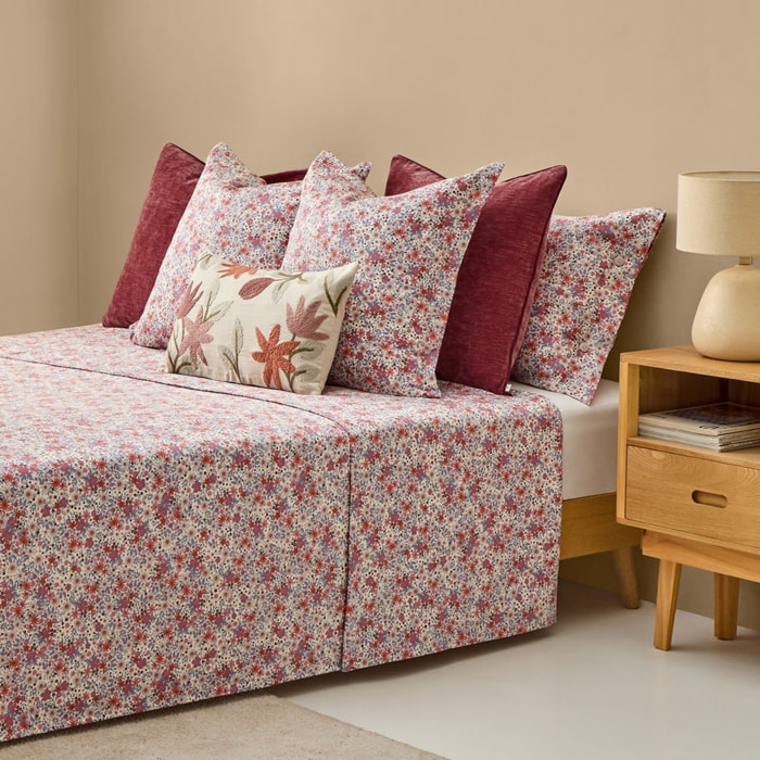 Sábana algodón sostenible flores Onflo color azul 100% Algodón percal