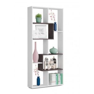 Libreria Fremont, Mobile portalibri multiposizione con 8 scomparti, Scaffale da ufficio, Scaffale divisorio per camera, cm 80x25h180, Bianco e Ossido