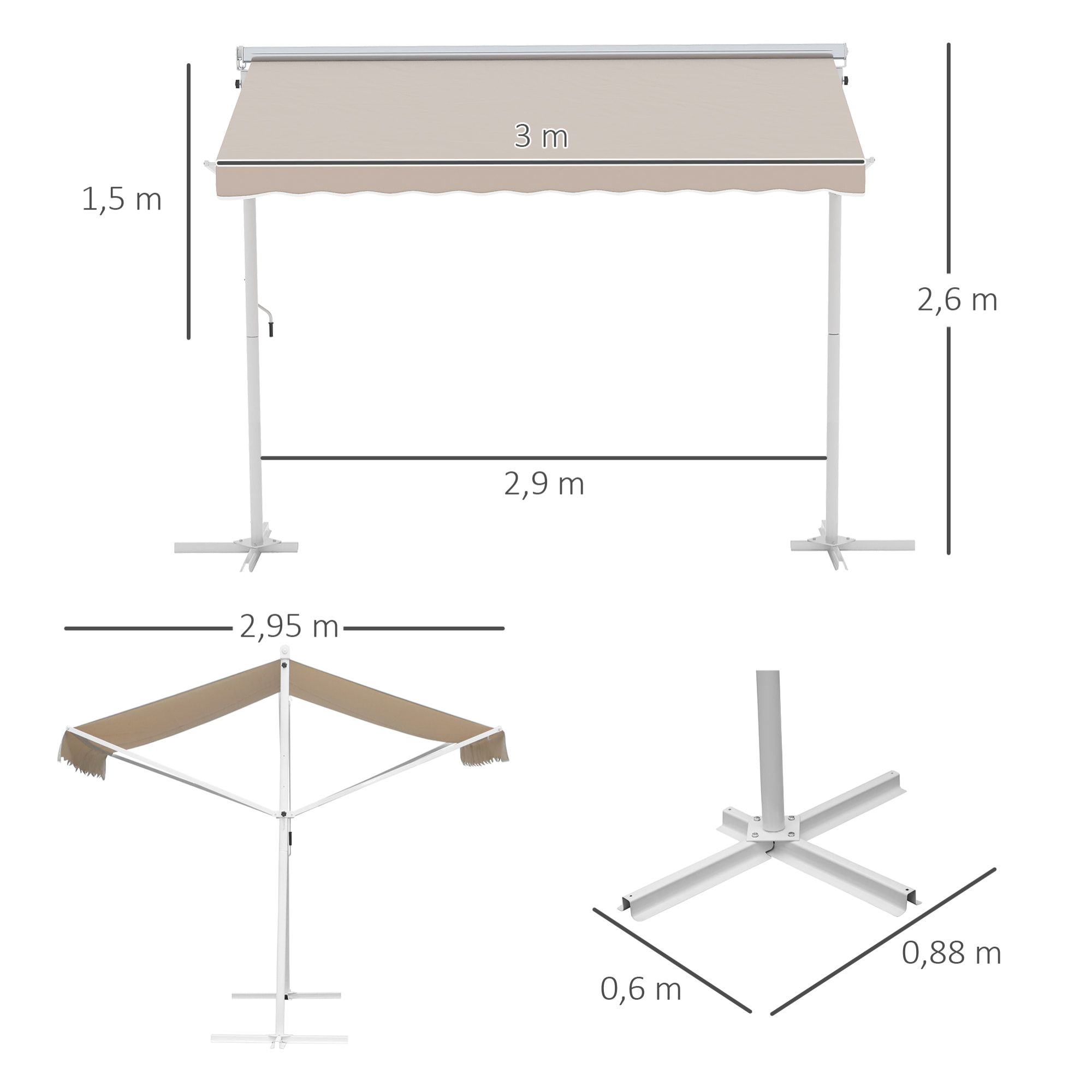 Store double pente acier époxy blanc polyester imperméabilisé anti-UV