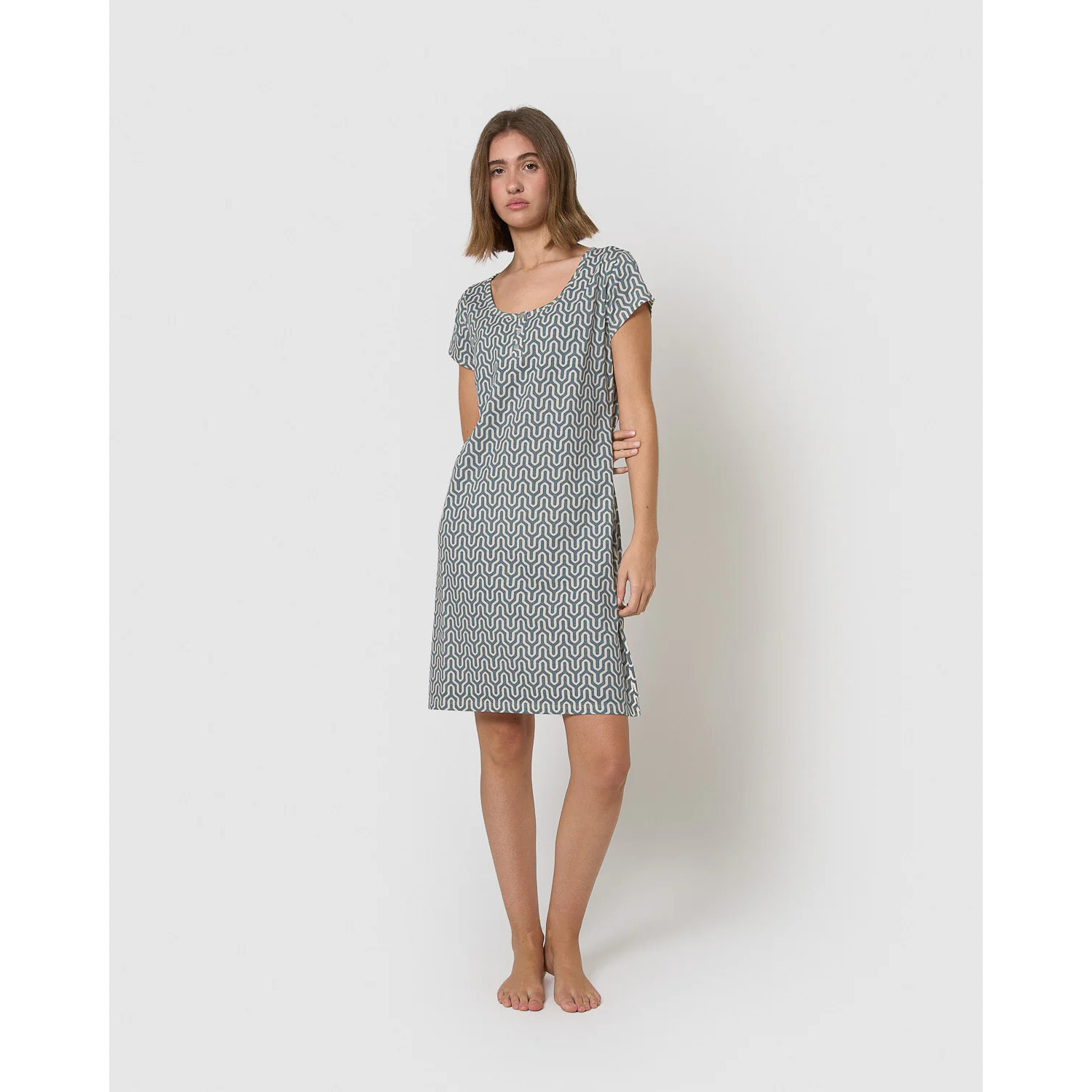 Camisón corto de algodón bustelo agua marina