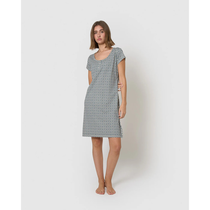 Camisón corto de algodón bustelo agua marina
