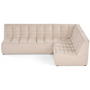 Ellie - canapé modulable d'angle réversible 4 places en velours texturé - Beige