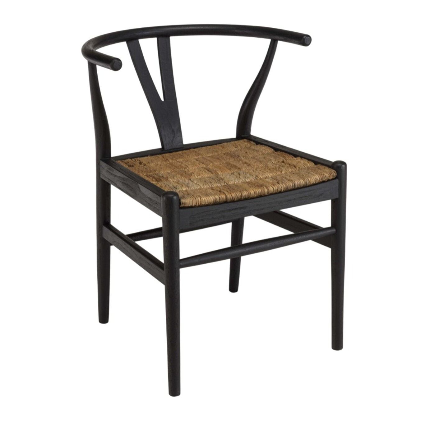 SIXTINE - Chaise noire en bois de teck recyclé dossier arrondi