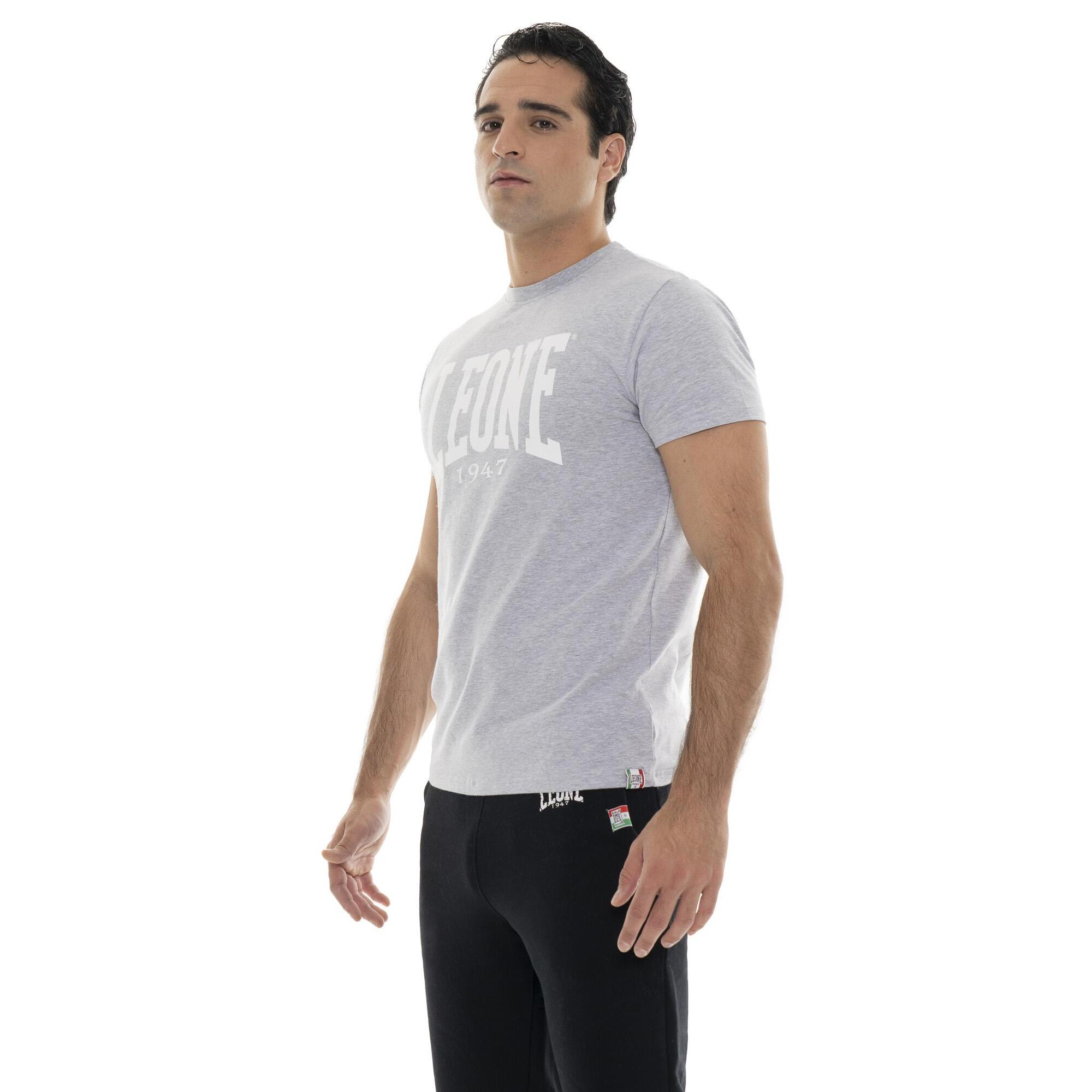 Camiseta de manga corta de algodón elástico con gran logo "Basic"