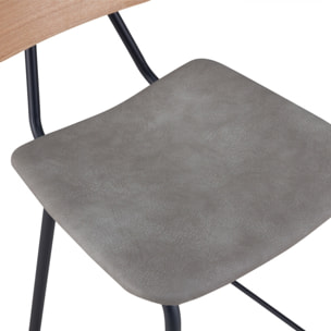 Lot de 2 chaises pour îlot central 65 cm en cuir synthétique gris - Madrague