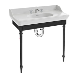 Console Cléo 1889 avec plan vasque 3 trous + mélangeur croisillon lavabo chromé + siphon chromé