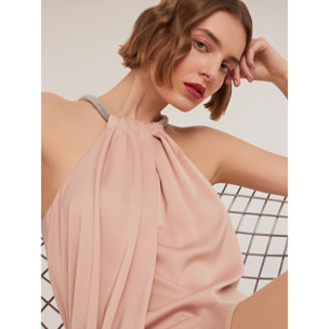 Motivi - Minivestido de raso con detalle de collar - Rosa