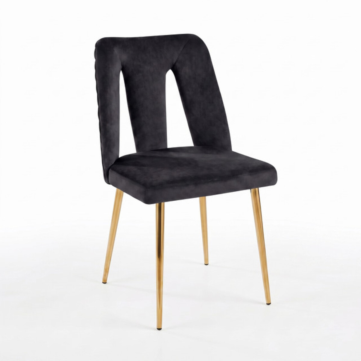 Sedia Imbottita in Effetto Velluto con Schienale Aperto e Gambe Oro, Design Moderno ed Elegante per Sala da Pranzo, Cucina, Soggiorno, Studio e Ufficio