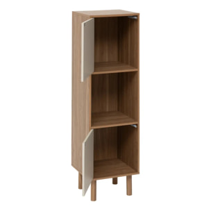 Etagère 3 cases 2 portes Mix'N'Match bois et motif rayé
