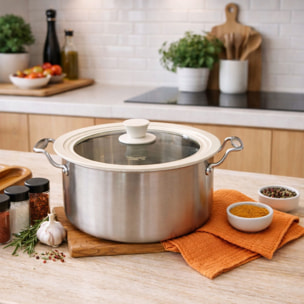 Couvercle multi-taille de 22 cm à 26 cm en verre trempé et silicone