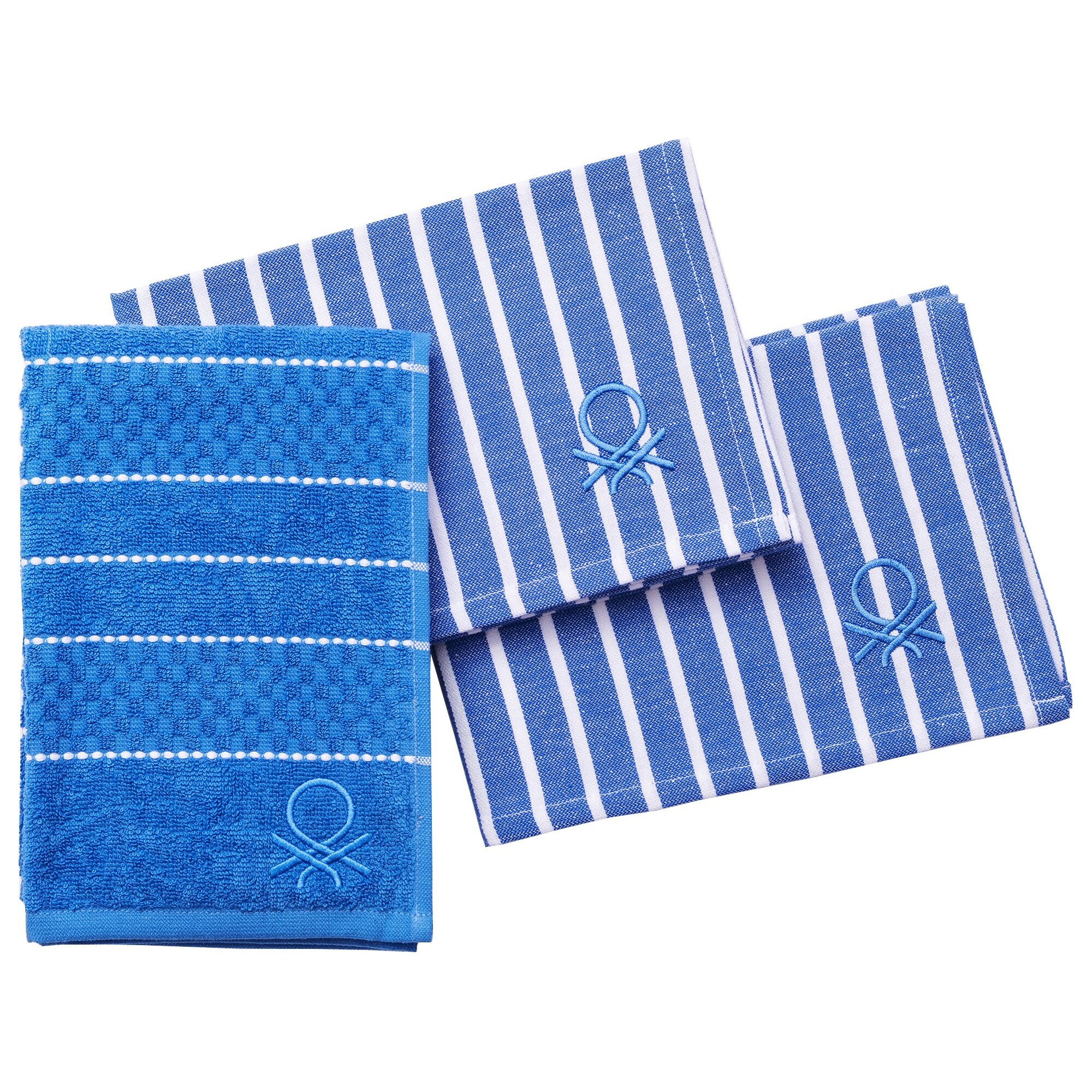 Set textil de cocina de 12 piezas 100% algodón, 4 paños 50x50cm + 8 servilletas, reutilizables y absorbentes, color azul