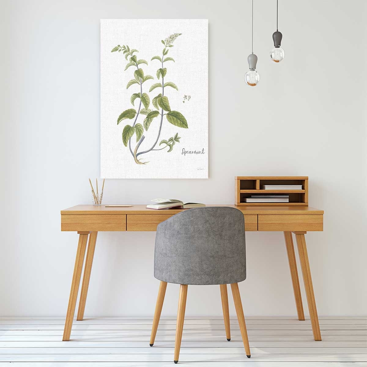 Tableau fleurs Menthe verte illustrée Tableau alu Dibond