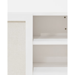 Armoire en bois massif et toile de lin blanc 180x80cm Hauteur: 180 Longueur: 80 Largeur: 40