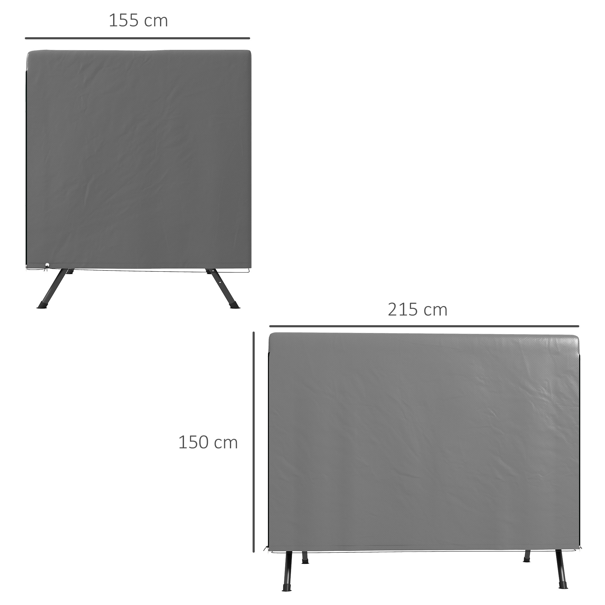 Housse de protection balancelle de jardin bâche étanche dim. 2,15L x 1,55l x 1,5H m PE gris