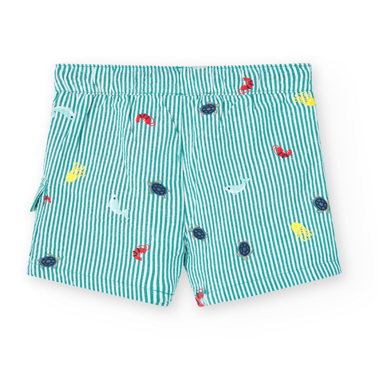 Bermudas niÃ±o, popelÃ­n, estampado, verde agua