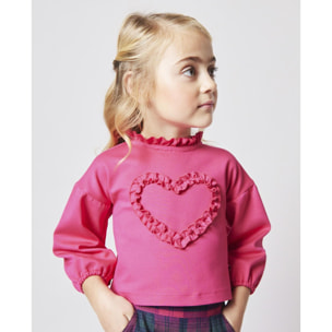 Blusa punto roma con corazón rosa