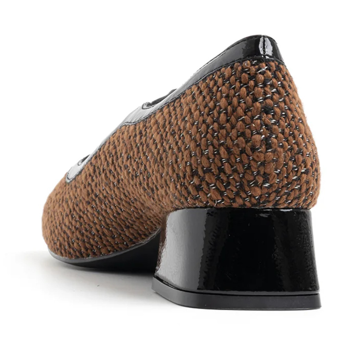 Decolleté con tacco quadrato e cinturino - MARRONE