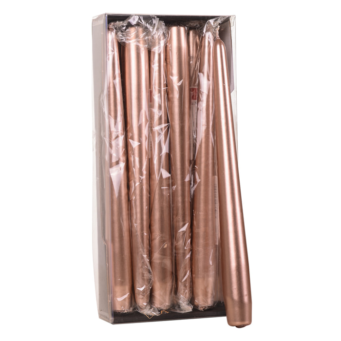 Candele Coniche Copper 12 Pezzi  Durata 8 Ore - Pezzi 1 - 2,5X25X2,5cm - Colore: Verde - Bianchi Dino - Articoli Natalizi