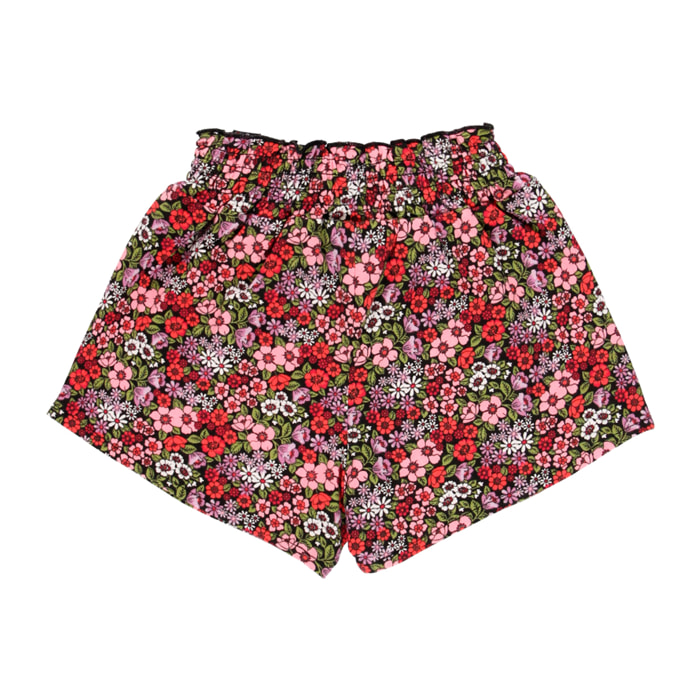 Bermudas punto elástico flores de niña