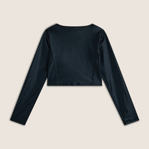 Maglia corta con scollo quadrato in tessuto effetto wet