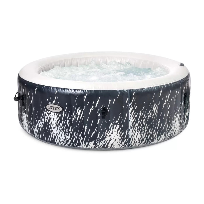 Intex 28494NP - Bañera Redonda Inflable PureSpa Bubble Glow Deluxe, 4 Lugares, 140 Chorros, PVC, LED Multicolor, 1