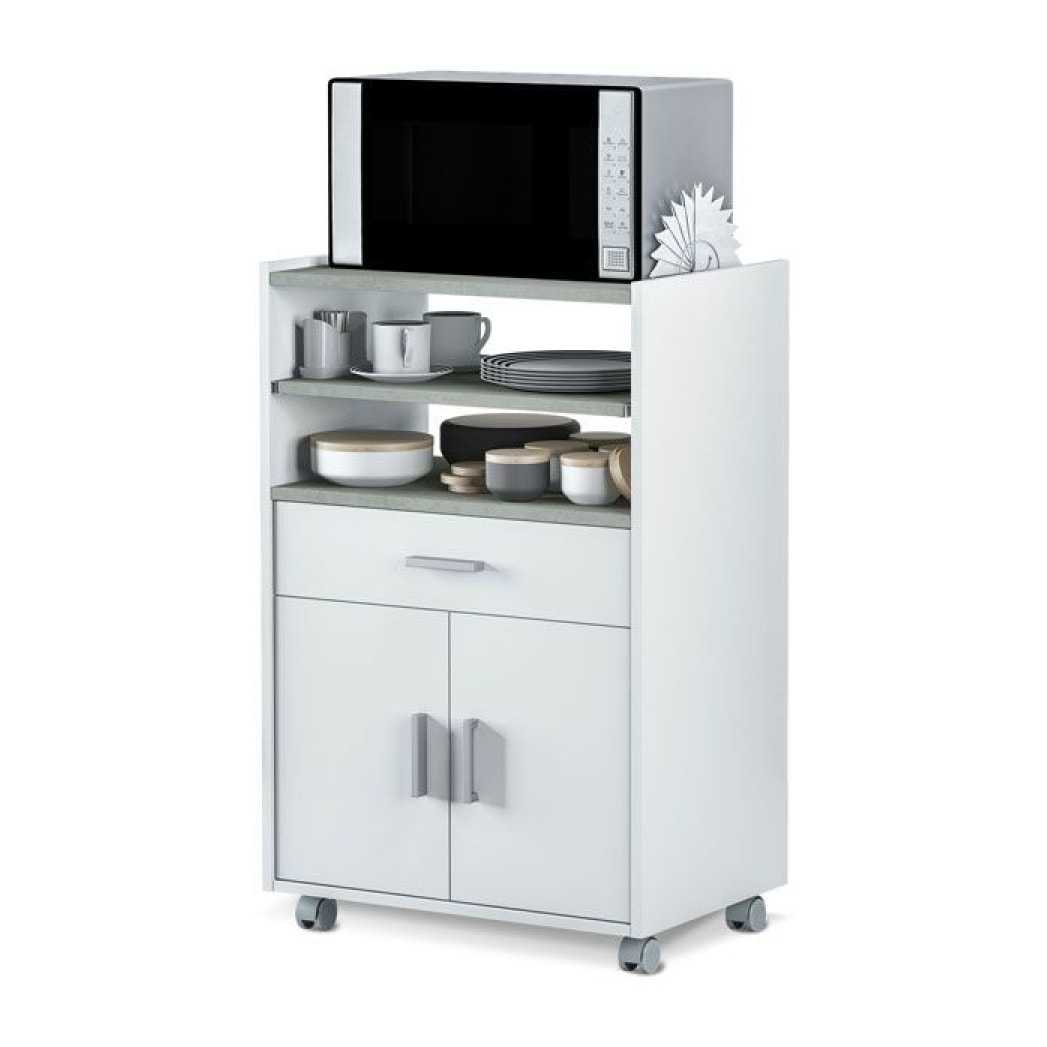 Mueble microondas Basic Blanco Artik (Blanco Mate) - Gris Cemento