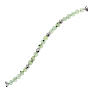 Bracciale di Sfere Argentate e in Pietra Naturale Prehnite Grigia in Argento 925 placcato Rodio