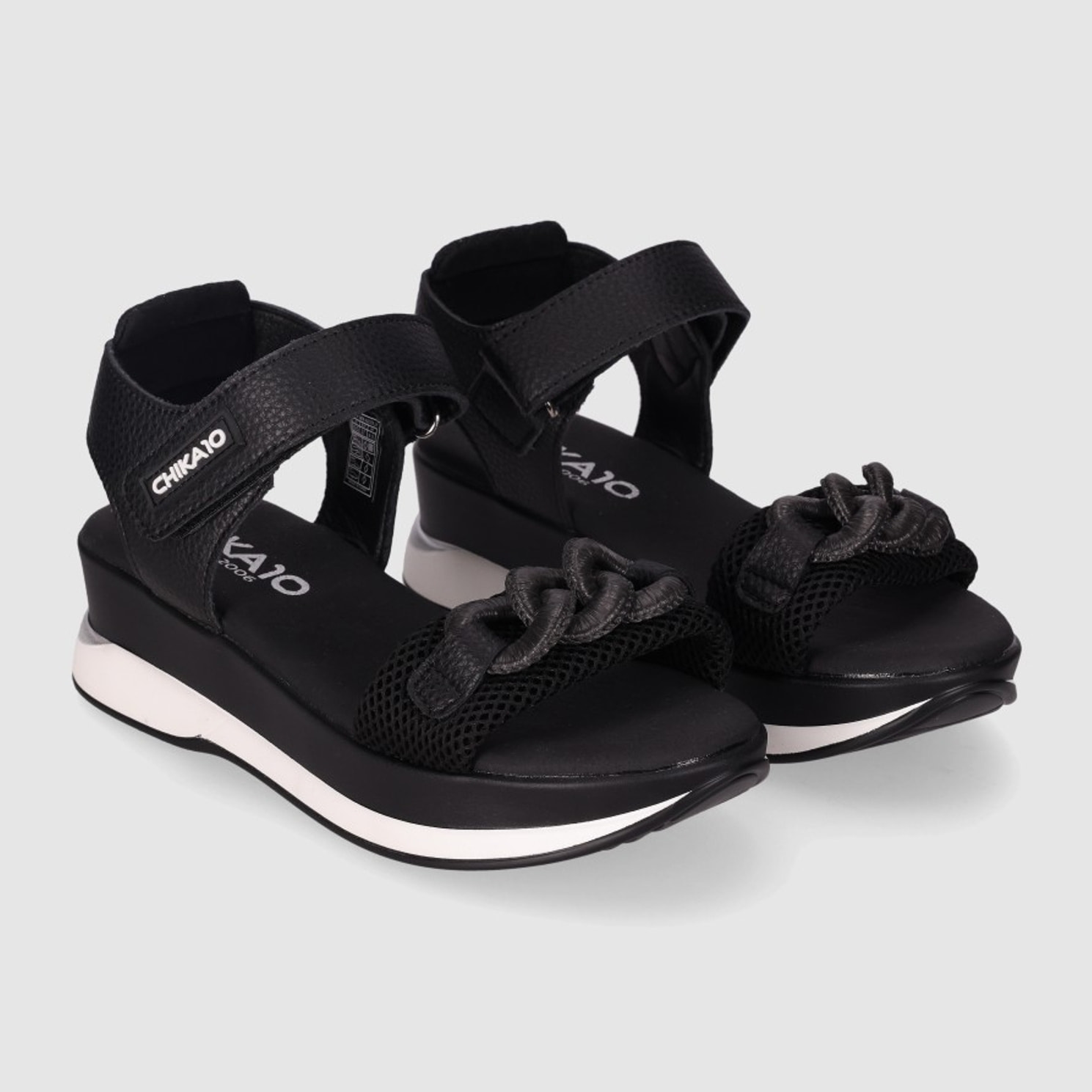 Sandalias de Piel Sintética - Negro - Tacón: 5 cm