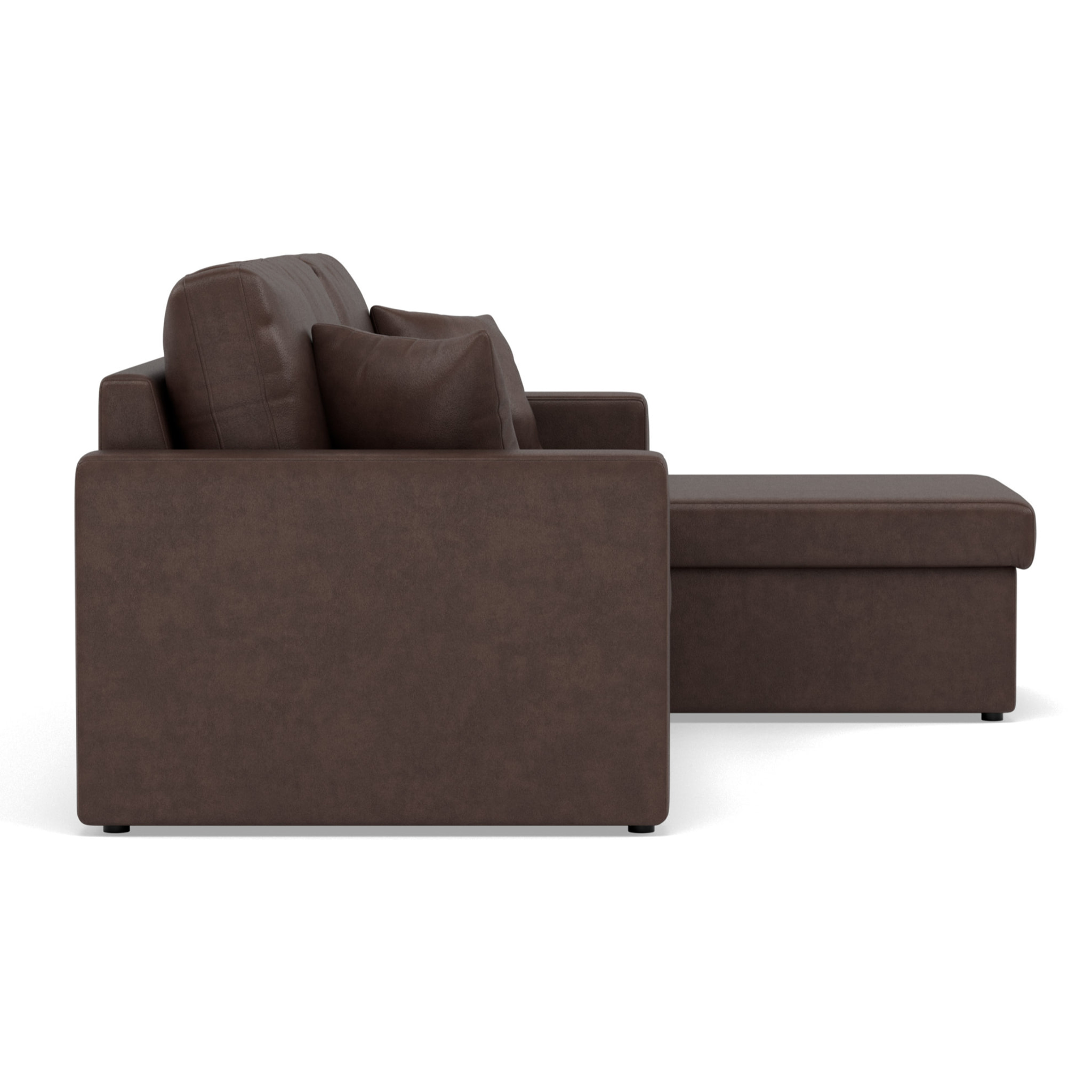 Cyrus - Canapé d'angle réversible 4 places - convertible avec coffre - en simili - Marron