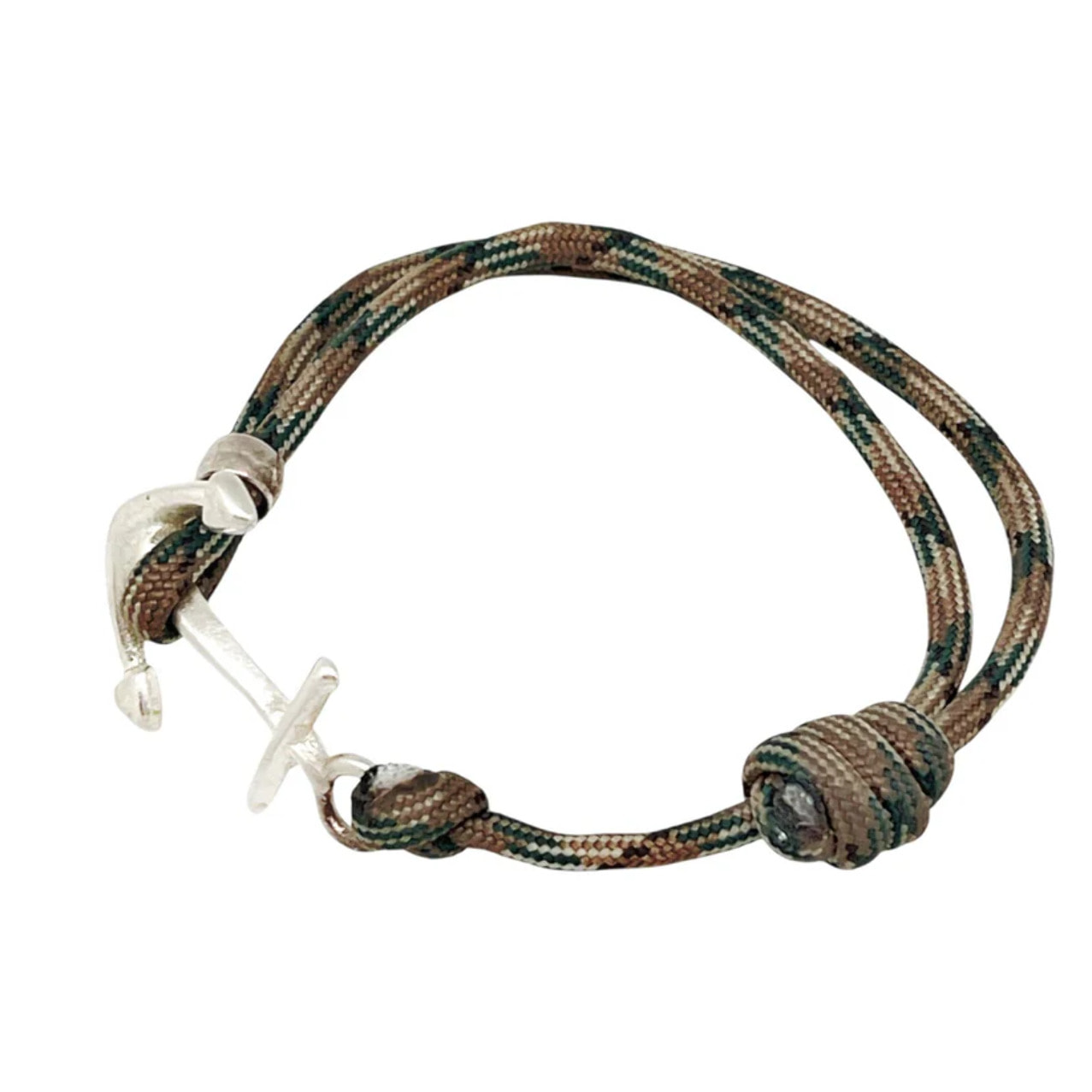 Pulsera Ancla paracord en verde jaspe y plata chapado