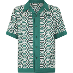 PHILIPP PLEIN Silk Bowling Shirt Monogram 70's