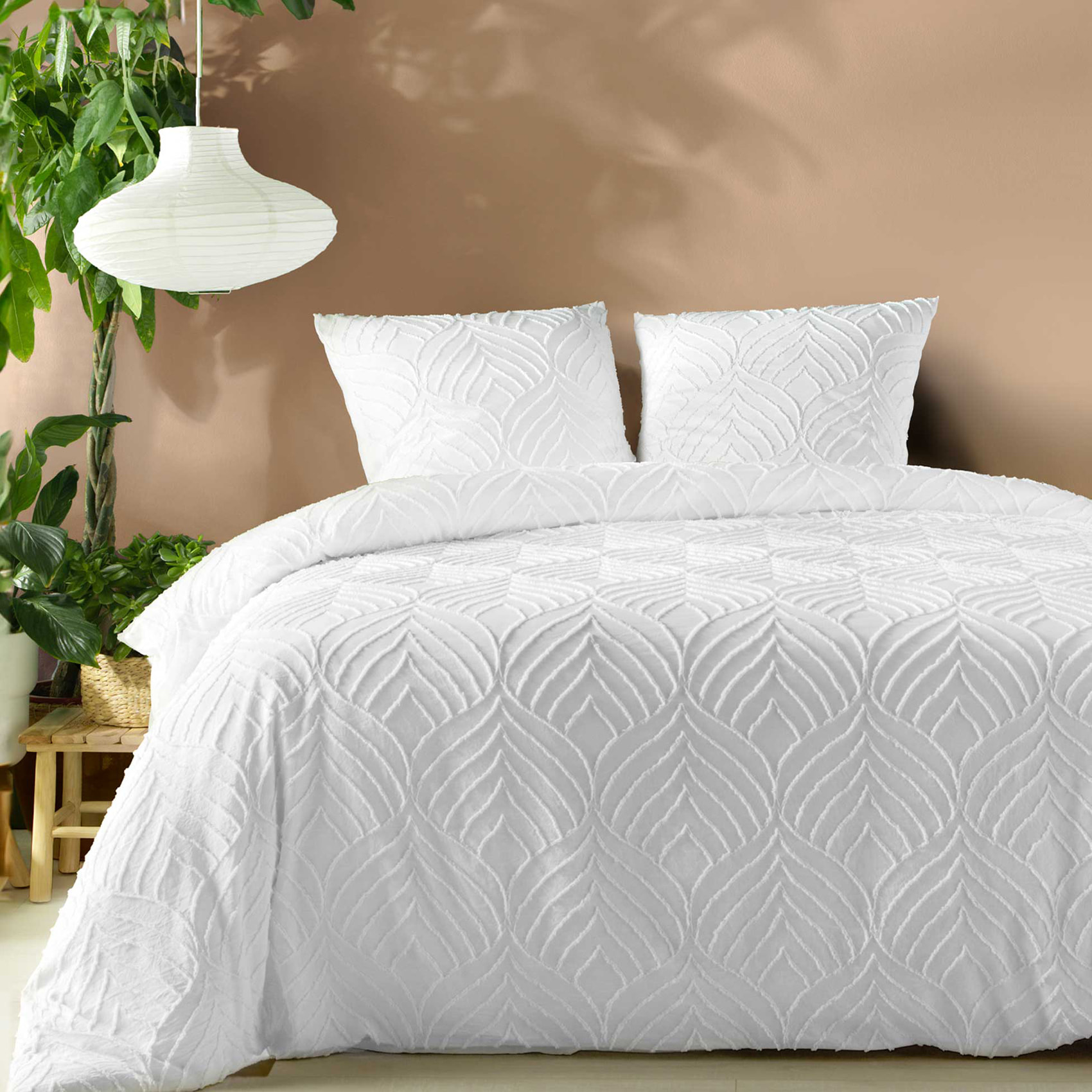 Parure de lit 3 pièces tufté - Blanc