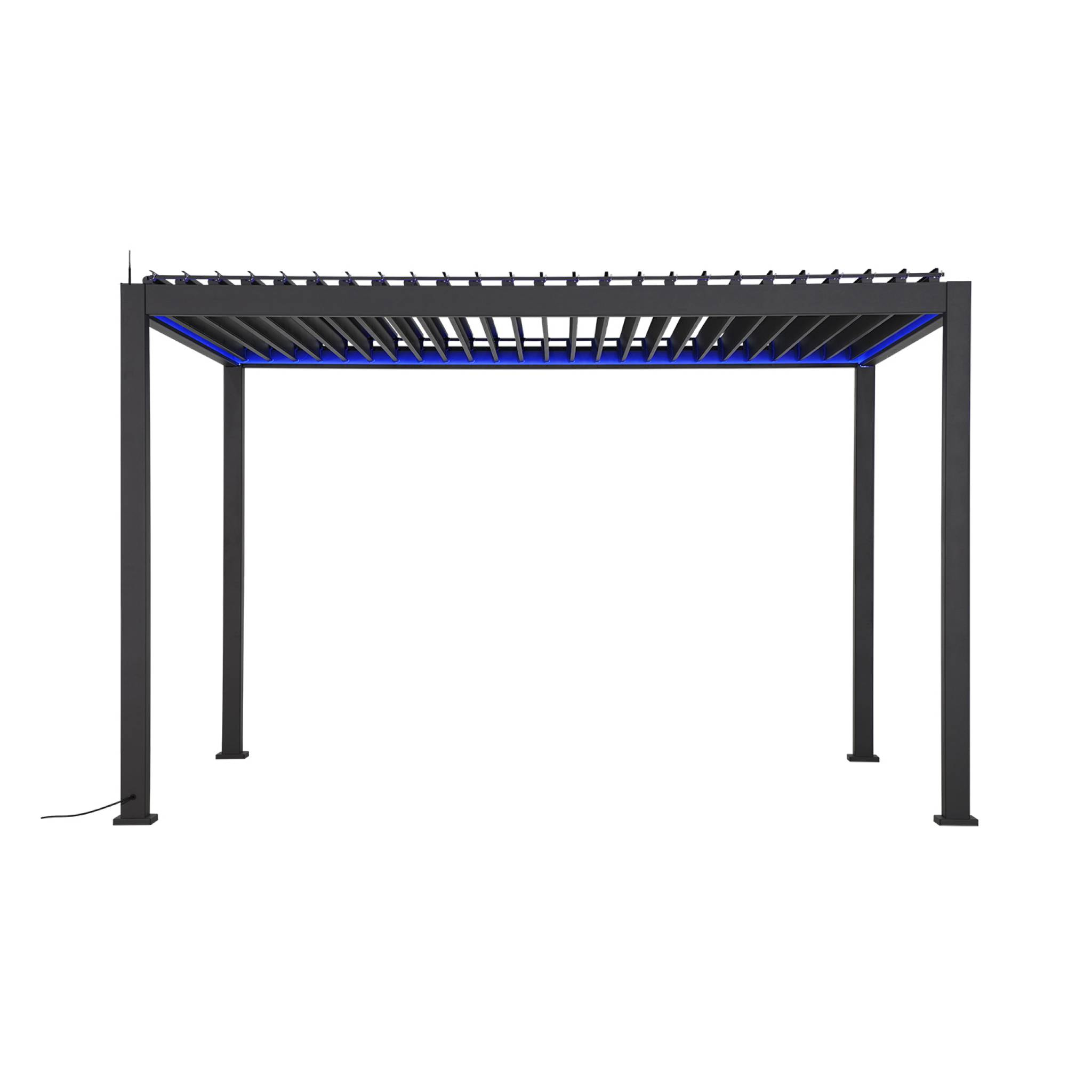 Pergola Bioclimatique électrique 3x4m. aluminium. à lames orientables avec éclairage LED