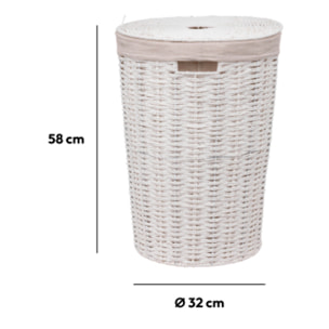 Panier à linge rond 40L Blanc Vannerie