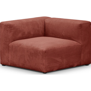 Canapé d'angle à droite modulable 4 places en velours côtelé + pouf - MODULO