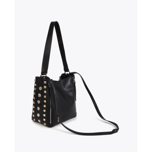 Borsa a tracolla con borchie oro e argento